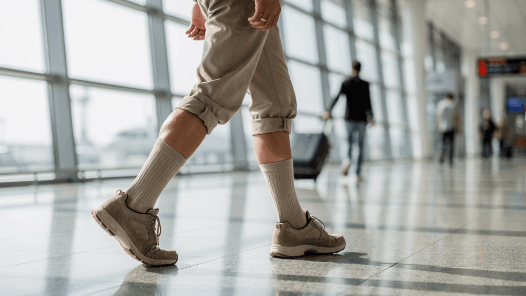 How long should you keep compression socks on after landing
