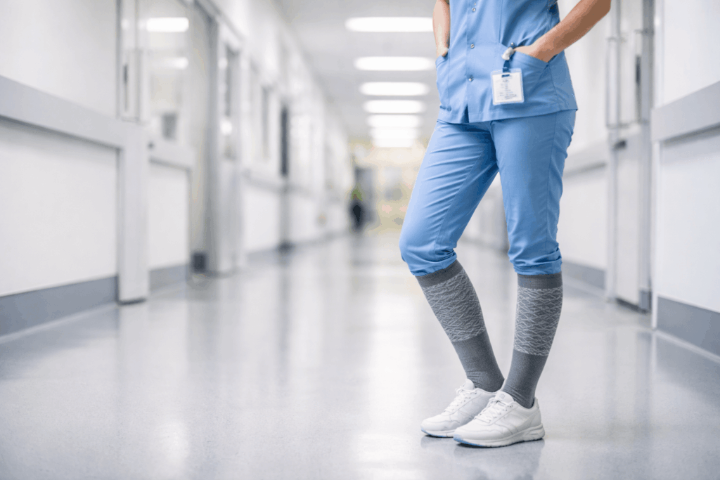 a person wearing their sockwell compression socks