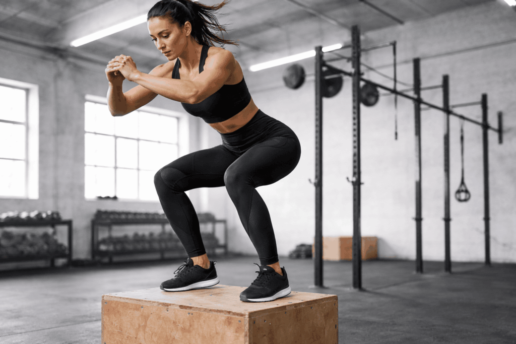 a woman wearing compression tights during her workout