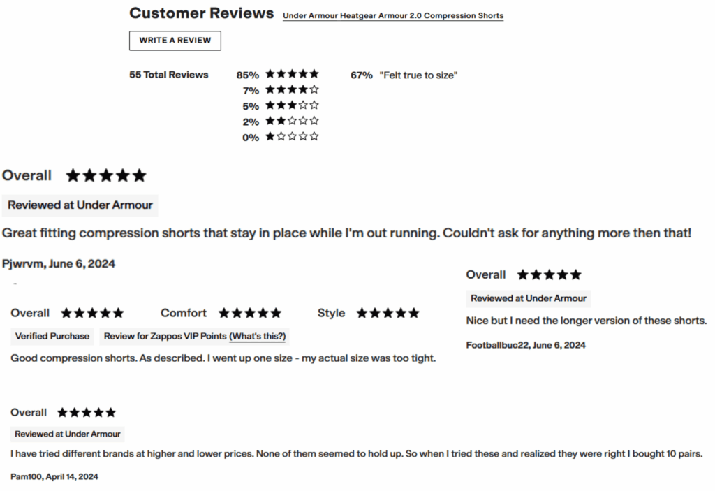 customer reviews Under Armour compression shorts